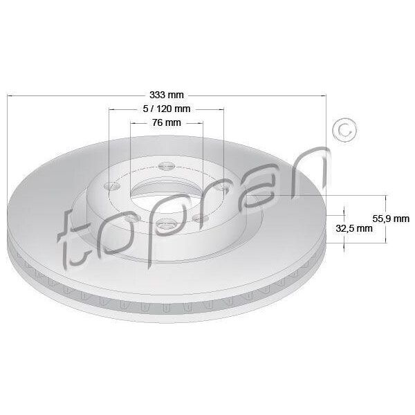 Topran 110 429 - Oe 7H0 615 301F Disco Freno, Asse Anteriore Per T5-image