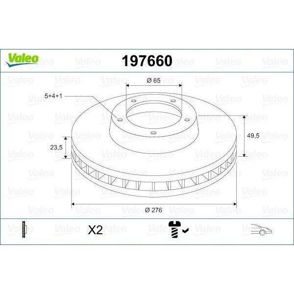 Valeo 197660 - Oe 5Q0615301A Disco Freno, Asse Anteriore Per A3 (8V), Leon (5F), Octavia Iii (5E), Golf Vii, Golf (BA5, BV5), Golf Sportsvan (AM1, AN1)-image