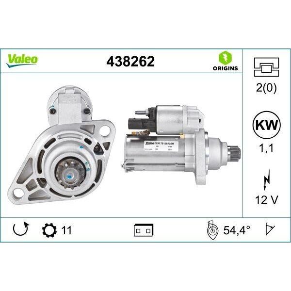 Valeo 438262 - Oe 0AM911023K Anlasser, Starter FüR Tt (8J), Q2 (Ga), A3 (8V), A3 (8P), A1 (8X), Toledo Iv (KG3), Leon (5F), Leon (1P1), Ibiza (6J, 6P), Altea (5P), Yeti (5L), Superb Iii (3V), Superb Ii (3T), Rapid (Nh), Octavia Iii (5E), Octavia Ii (1Z), Fabia Ii (54), Touran (1T), T-ROC, Scirocco, Polo (6C, 6R), Passat Cc (357), Passat (3G), Passat (365, 362), Jetta Iv, Jetta Iii (1K2), Golf Vii,-image