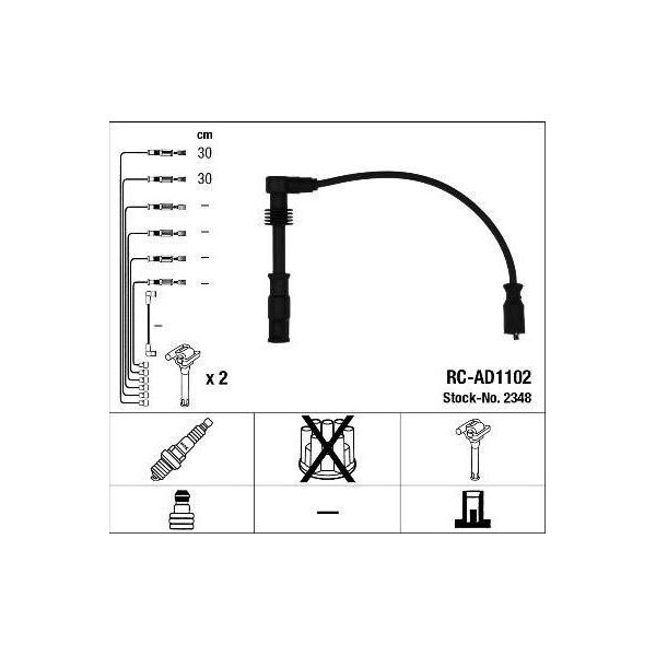 Ngk 2348 - Set Di Cavi Candela Oe 058 905 409 A Per A4 (8D), A6 (4A), A6 (4B), Passat (3B)-image
