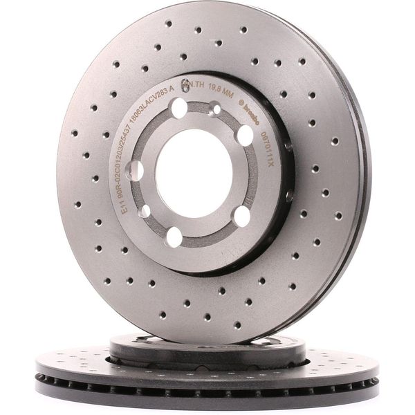Brembo 09.7011.1X Disco Freno Oe 1J0615301D Compatibile Con Polo 9N, Golf Iv, Fox, Bora, Roomster, Rapid, Octavia, Fabia, Toledo, Leon, Ibiza, Cordoba, A3 8L, A2, A1 8X, Polo 6R-image