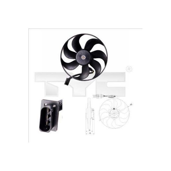 Tyc 837-0002 Ventola Radiatore Oe 6N0959455L Compatibile Con Arosa, Cordoba, Ibiza, Fabia, Roomster, Bora, Fox, Golf Iv, Lupo, New Beetle, Polo 6N, Polo 9N, Polo 6V-image