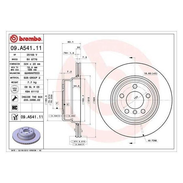 Brembo 09.A541.11 - Disco Freno Oe 34216756849 Per X5 (E53)-image