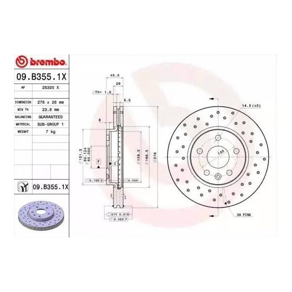 2X Disco Freno Brembo 09.B355.1X Per Opel Astra J Sports Tourer (P10) Astra J-image