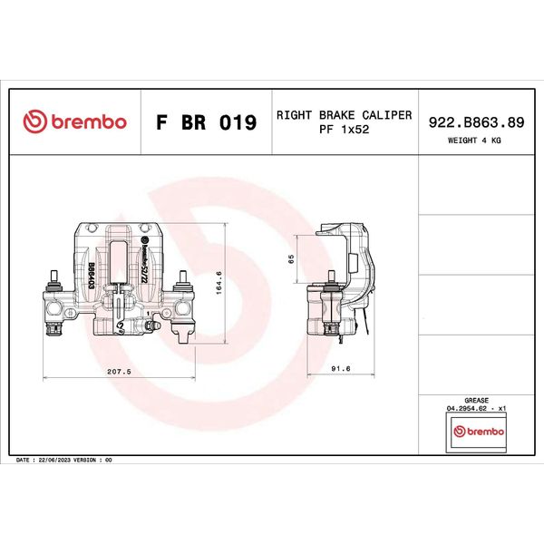 Brembo F Br 019 - Pinza Freno Oe 1612436980 Per Boxer, Ducato, Jumper-image