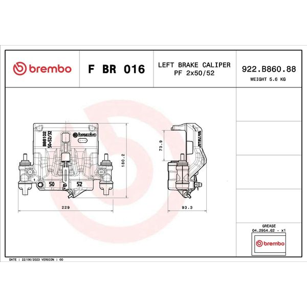 Brembo F Br 016 - Pinza Freno Oe 1612451080 Per Boxer, Ducato, Jumper-image