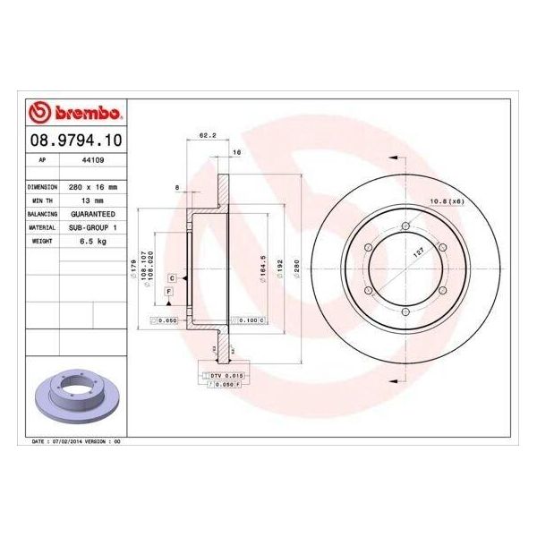 Brembo 08.9794.10 - Disco Freno Oe 43206MB600 Per Avensis (T22), City Iv, Xsara-image