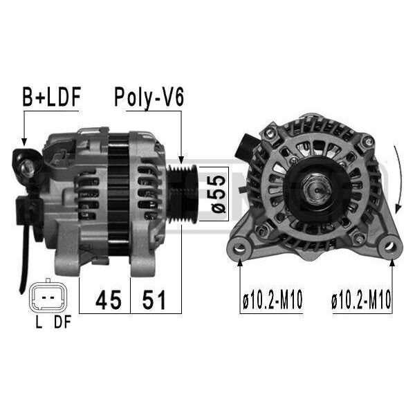 Era 210926A - Alternatore Oe 5705 Av Per Berlingo, Jumpy (U6U), Jumpy (B), Nemo, Xsara, Scudo, 1007 (Km), 206 Cc (2D), 206 (2A/C), 206 (2E/K), 206 Sw (2E/K), 206+, Bipper (Aa), Bipper Tepee, Expert (224), Expert (222), Partner, Partner (5, G), Partner Tepee-image
