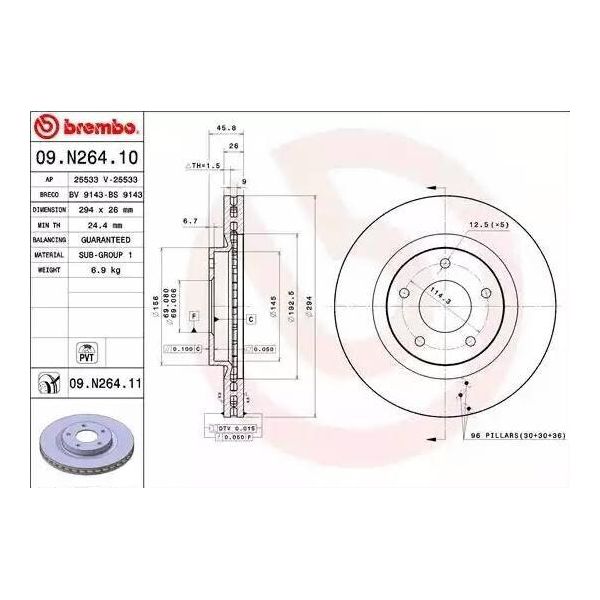 Brembo 09.N264.11 - Disco Freno Oe 1610623080 Per 4008, C4 Aircross-image