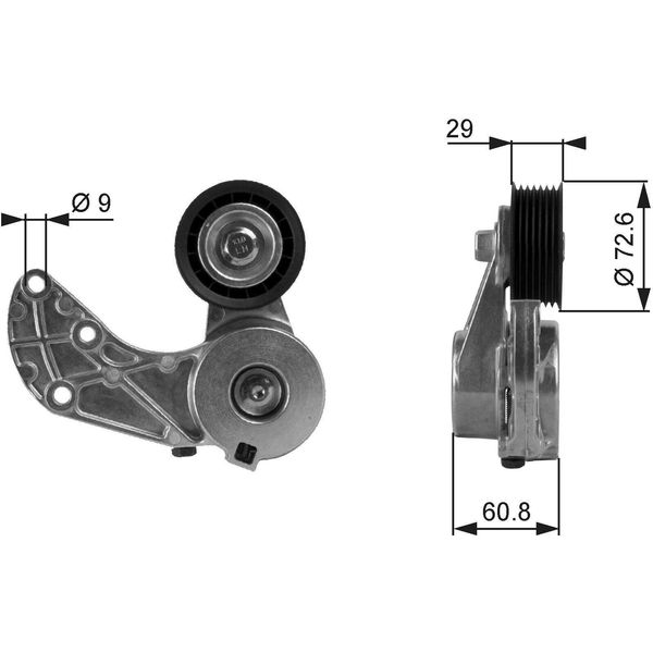 Gates T38317 - Puleggia Tenditore Oe 022145299E, Cinghia A V Per Q7 (4L), Cayenne (92A), Cayenne (9PA), Phaeton (3D), Touareg (7L), Touareg (7P)-image