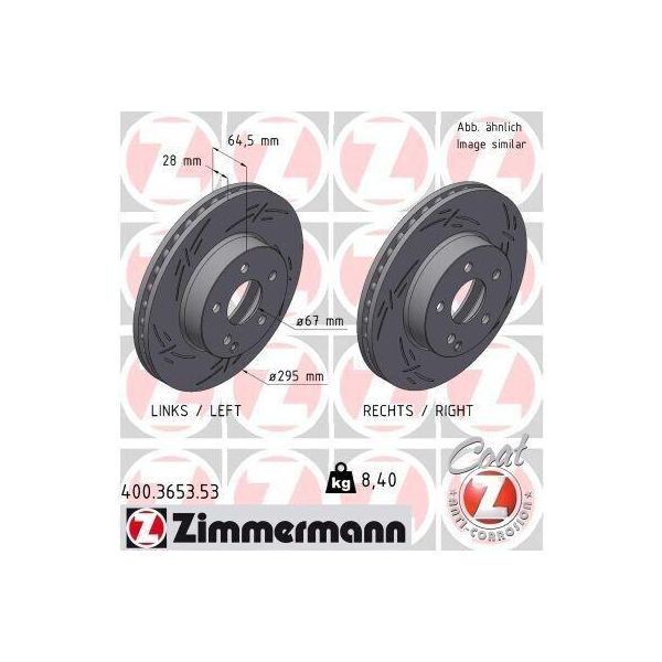 Zimmermann 400.3653.53 - Disco Freno Per Classe C (W204), Classe C (C204), Classe C (S204), Classe E (W212), Classe E (A207), Classe E (C207), Classe E (S212), Slc (R172), Slk (R172)-image