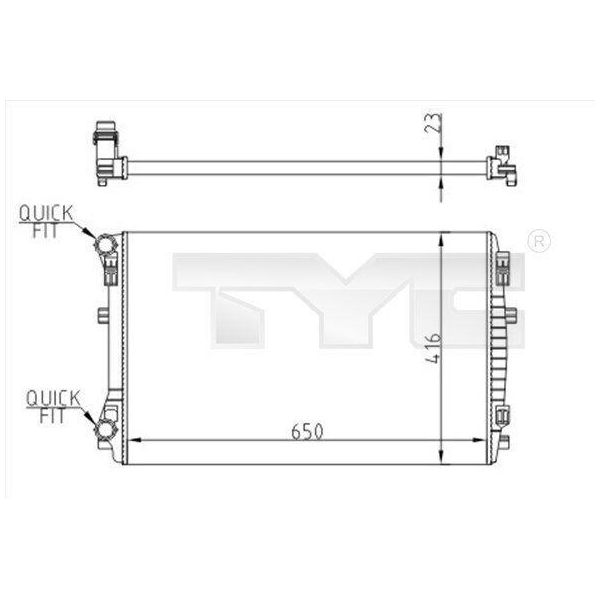 Tyc 737-0071-R - Oe 5Q0121251EM Radiatore, Raffreddamento Motore Per A3 (8V), Tt (Fv), Q2 (Ga), Ateca (Kh), Leon (5F), Octavia Iii (5E), Karoq, Kodiaq, Superb Iii (3V), Yeti (5L), Arteon (3H), Golf (BA5, BV5), Golf Sportsvan (AM1, AN1), Golf Vii, Passat (3G), T-ROC, Tiguan (Ad, Ax), Tiguan (Bj, Bw), Touran (5T)-image