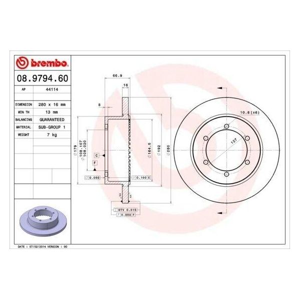 Brembo 08.9794.60 - Disco Freno Oe 43206MB60A Per Avensis (T22), City Iv, Xsara-image