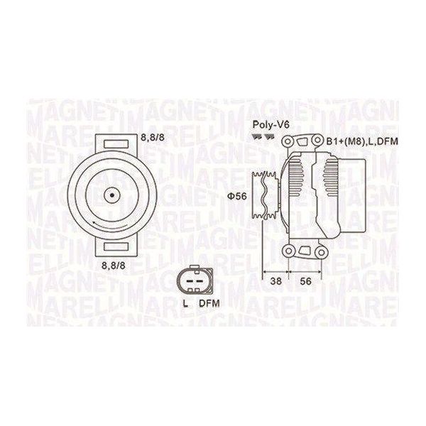 Magneti Marelli 063731811010 - Alternatore Per Tt (8J), A4 (8K), A4 (8E), A3 (8P), Toledo Iii (5P2), Leon (1P1), Exeo (3R), Altea (5P), Alhambra (710, 711), Yeti (5L), Superb Ii (3T), Octavia Ii (1Z), Tiguan (Ad, Ax), Tiguan (5N), Sharan (7N), Scirocco, Passat Cc (357), Passat (365, 362), Passat (3C), Jetta Iv, Cc (358), Maggiolino (5C)-image
