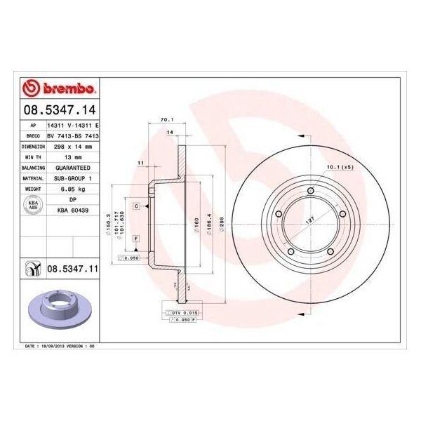 Brembo 08.5347.11 - Disco Freno Oe 571762 Per Defender (L316)-image