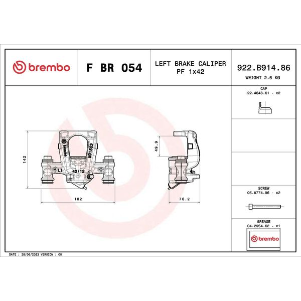 Brembo F Br 054 - Oe A4474208000 Pinza Freno Per Vito (W447), Classe V (W447)-image