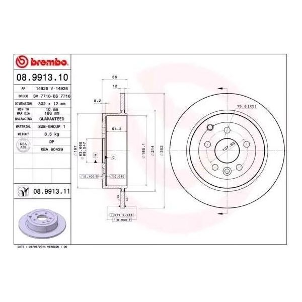 Brembo 08.9913.11 - Disco Freno Oe LR001021 Per Freelander 2 (L359)-image