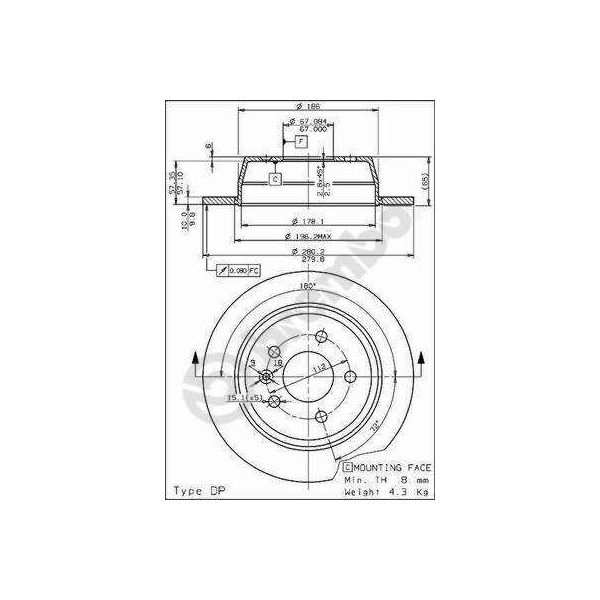 Brembo 08.6968.10 - Disco Freno Oe 6384230112 Per Vito (W638), Classe V (638/2)-image