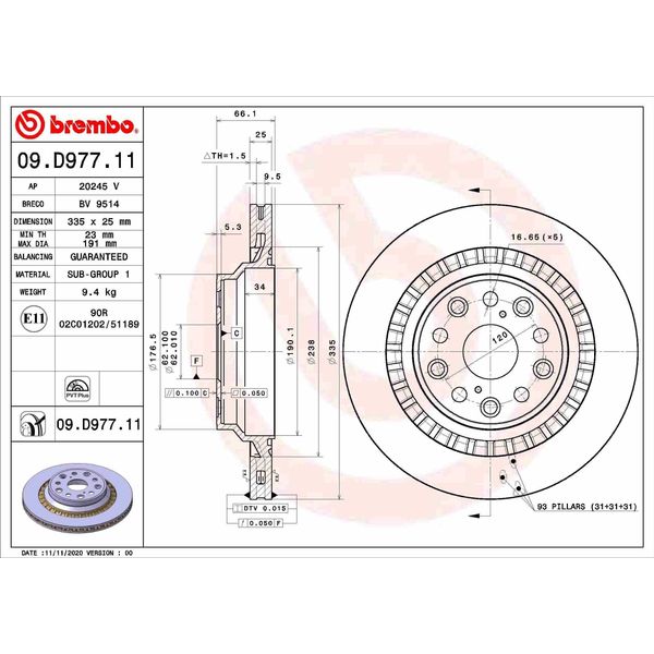 Brembo 09.D977.11 - Disco Freno Oe 4243250020 Per Ls (F5)-image