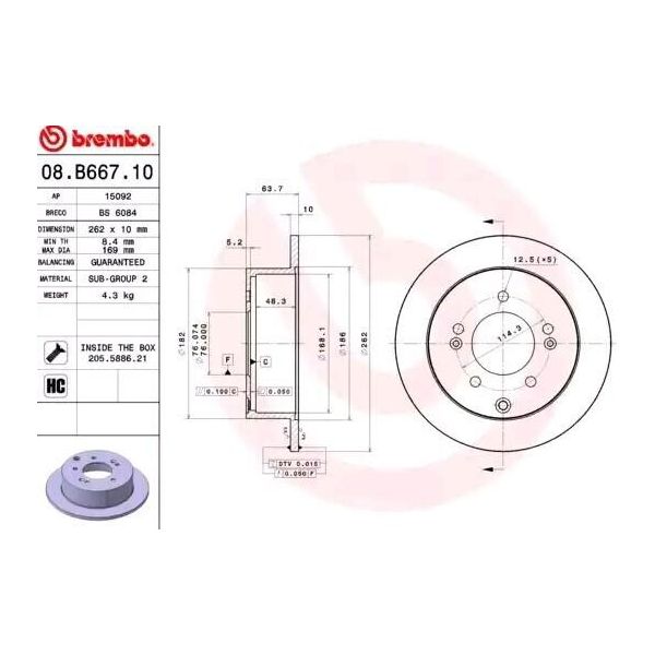 Brembo 08.B667.11 - Disco Freno Oe 584110Q300 Per Cerato Ii (Td), Soul (Am)-image