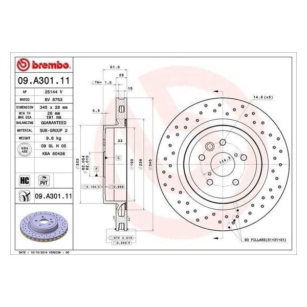 Brembo 09.A301.11 - Oe 424310W030 Disco Freno Per Is Ii (E2)-image