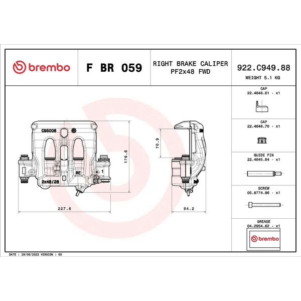 Brembo F Br 059 - Oe A9074219200 Pinza Freno Per Sprinter (W907, W910), Sprinter (W910)-image