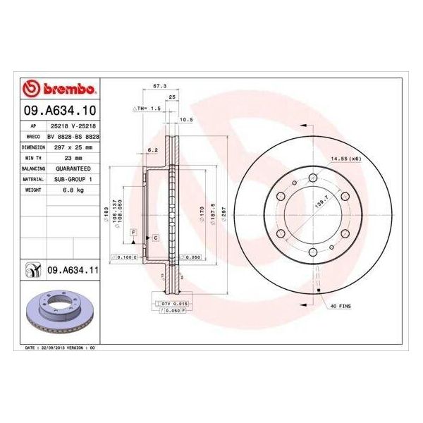 Brembo 09.A634.11 - Disco Freno Oe 435120K060 Per Hilux-image