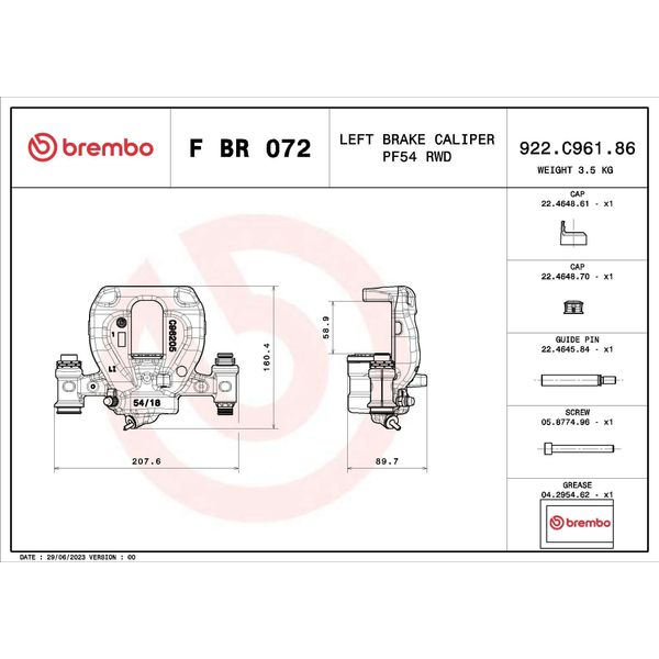 Brembo F Br 072 - Pinza Freno Oe 9074233100 Per Sprinter (W907, W910)-image