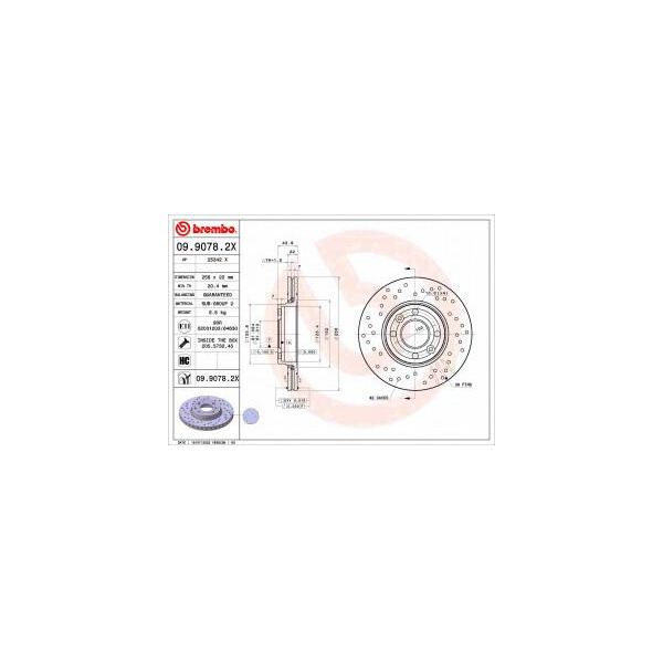 Brembo 09.9078.2X Disco Freno Oe 402061200R Compatibile Con Zoe, Thalia, Sandero, Logan, Kangoo, Clio, Captur, Micra, Citan, Lodgy, Dokker-image
