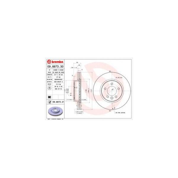 Brembo 09.8873.30 - Disco Freno Oe SDB000601 Per Discovery Iii (L319), Discovery Iv (L319)-image