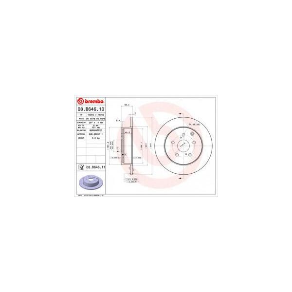 Brembo 08.B646.11 - Oe 424310F020 Disco Freno Per Verso (R2)-image