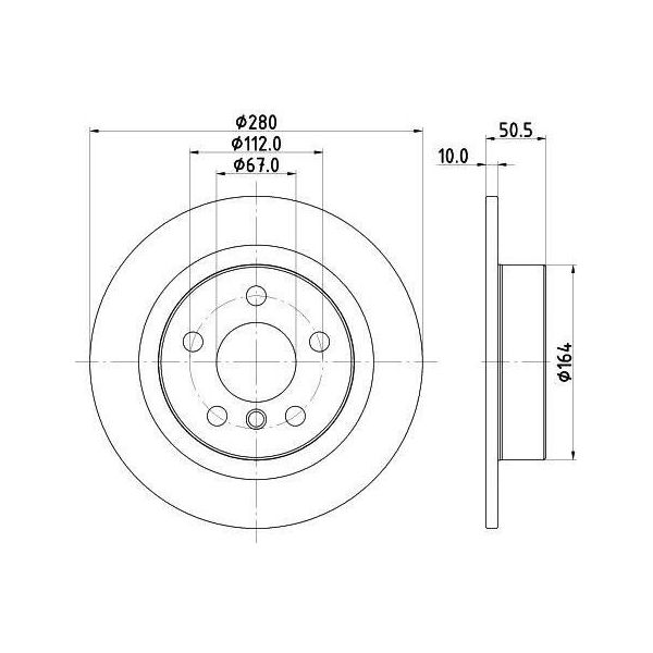 Hella 8DD 355 122-661 - Oe 34216799367 Disco Freno Per Serie 1 (F40), Serie 2 (F45), Serie 2 (F44), Serie 2 (F46), I3 (I01), X1 (F48), X2 (F39), F56, F54, F60-image