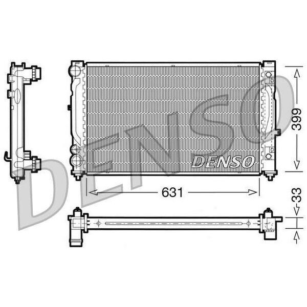 Denso DRM02030 - Oe 8D0121251M Radiatore, Raffreddamento Motore Per A4 (8D), A6 (4B), Superb I (3U), Passat (3B), Passat (35I)-image