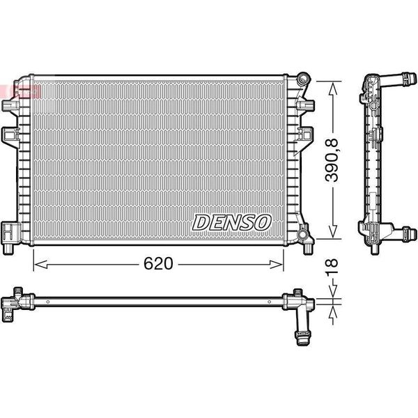 Denso DRM02018 - Oe 5Q0121251EJ Radiatore, Raffreddamento Motore Per A3 (8V), Q2 (Ga), Ateca (Kh), Leon (5F), Octavia Iii (5E), Superb Iii (3V), Karoq, Kodiaq, Golf (BA5, BV5), Golf Sportsvan (AM1, AN1), Golf Vii, Passat (3G), T-ROC, Tiguan (Ad, Ax), Touran (5T)-image