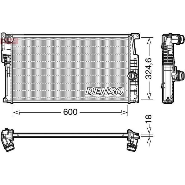 Denso DRM05017 - Radiatore Oe 17117600511, Raffreddamento Motore Per Serie 1 (F20), Serie 1 (F21), Serie 2 (F22, F87), Serie 3 (F30), Serie 3 Gt (F34), Serie 3 (F31), Serie 4 (F33), Serie 4 (F32, F82), Serie 4 (F36), I3 (I01)-image