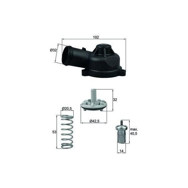 Mahle Ti 244 83D Termostato, Liquido Di Raffreddamento Oe 03C121110H Compatibile Con Scirocco, Polo 6R, Polo 9N, Passat 3B, Passat 3C, Jetta, Golf Vi, Golf V, Eos, Yeti, Superb, Roomster, Rapid, Octavia, Fabia, Toledo, Leon, Ibiza, Cordoba, Altea Xl, Tt, A3 8P, A1 8X-image