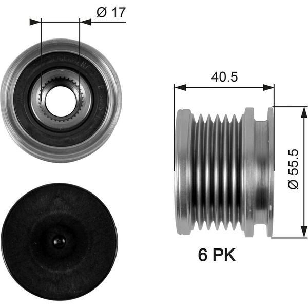 Gates OAP7040 Alternatore A Ruota Libera Oe 1106734 Compatibile Con Galaxy, Alhambra, Cordoba, Ibiza, Inca, Toledo, Caddy, Golf Iii, Golf Iv, Passat 35I, Passat 3B, Polo 6V, Sharan, Vento-image