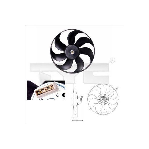 Tyc 837-0010 - Ventola Radiatore Oe 7223405 Per Galaxy (Wgr), Alhambra (7V), Arosa (6H), Lupo (6E1, 6X1), Polo (6N), Sharan (7M)-image