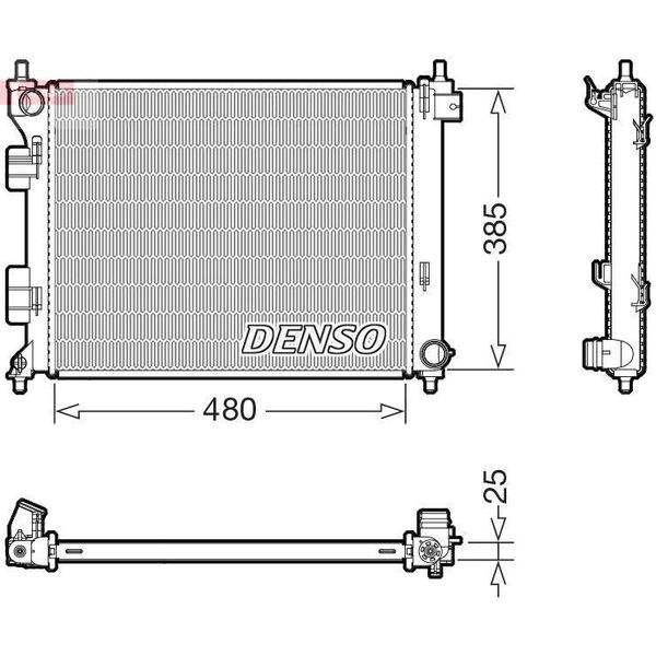 Denso DRM41034 - Oe 253104P700 Radiatore, Raffreddamento Motore Per I20 (Gb, Ib), I20 (Pb)-image