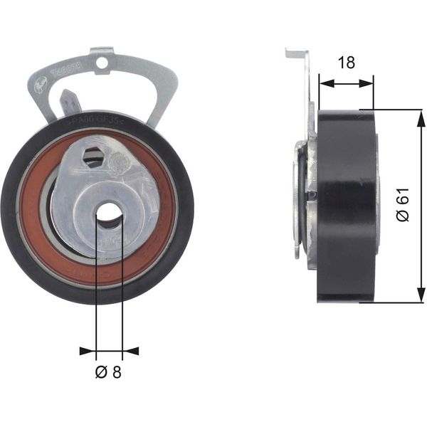 Gates T43078 - Oe 036109243F Puleggia Tenditore, Cinghia Di Distribuzione Per Leon (1M1), Toledo Ii (1M2), Bora (1J), Golf Iv (1J), Lupo (6E1, 6X1), Polo (6N)-image
