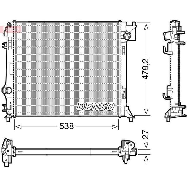 Denso DRM46064 - Oe 214104EB0A Radiatore, Raffreddamento Motore Per Qashqai Ii (J11), Kadjar (Ha, Hl), Espace V (Jr)-image