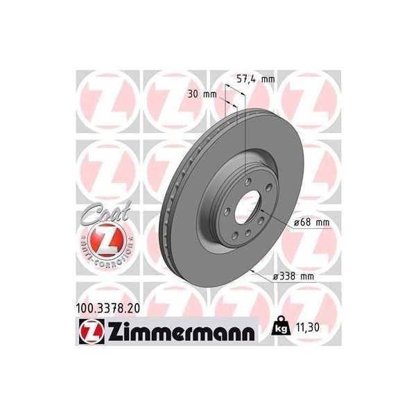 Zimmermann 100.3378.20 - Disco Freno Per A4 (8W), A5 (F5), A6 (4A), A7 (4K), Q5 (Fy)-image