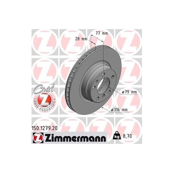 Zimmermann 150.1279.20 - Disco Freno Per Serie 7 (E38)-image