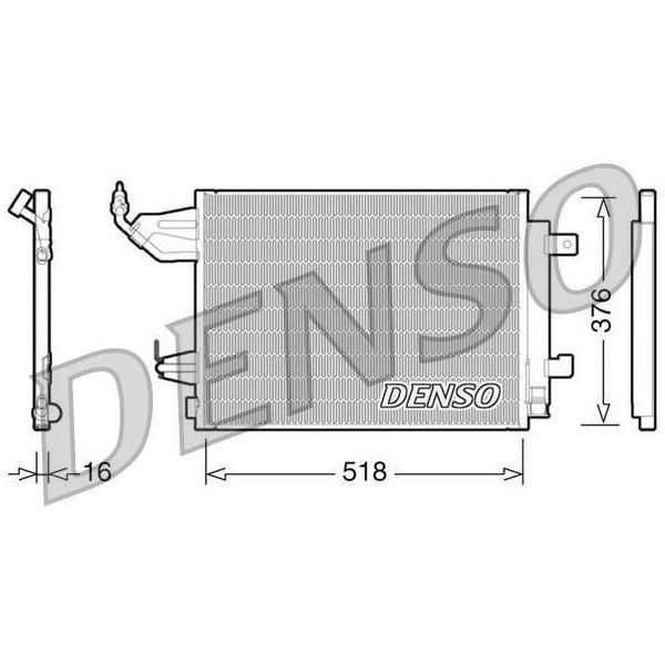 Denso DCN16001 - Condensatore Aria Condizionata Oe MR568975 Con Essiccatore Per Fortwo (451), Forfour (454), Fortwo Cabrio (450), Fortwo (450)-image