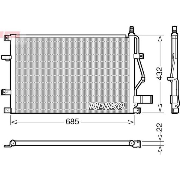 Denso DCN33013 - Condensatore Aria Condizionata Oe 30676602 Per S60 I (384), S80 I (184), S80 Ii (124), V70 Ii (285), V70 Iii (135), XC70 (295)-image
