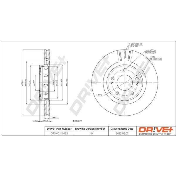 Dr!Ve+ DP1010.11.0425 - Oe 16 063 757 80 Disco Freno, Asse Anteriore Per C-Crosser (Vu, Vv), 4007 (Vu, Vv)-image