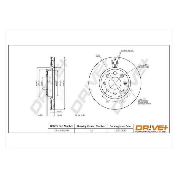 Dr!Ve+ DP1010.11.0484 - Oe 55700918 Disco Freno, Asse Anteriore Per Punto, Corsa E (X15), Adam, Corsa D (S07)-image