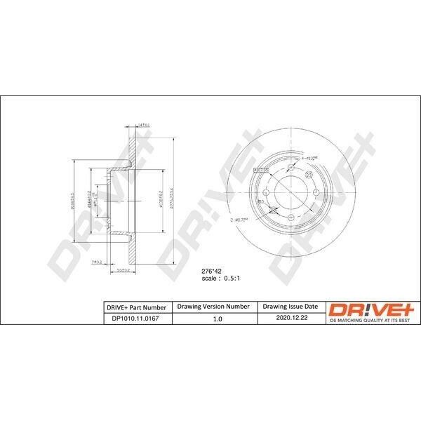 Dr!Ve+ DP1010.11.0167 - Oe 4246 W4 Disco Freno, Asse Posteriore Per C5 I (Dc), C5 I (De), C5 Ii (Rc), C5 Ii (Re)-image