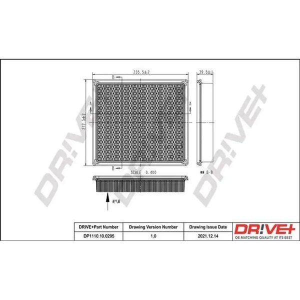 Dr!Ve+ DP1110.10.0295 - Filtro Aria Oe 04809782AA Per Sebring (J), Voyager Iv-image