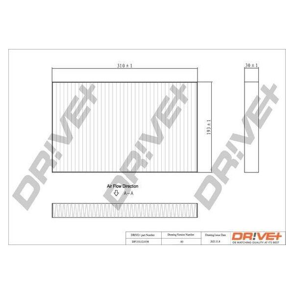 Dr!Ve+ DP1110.12.0198 - Filtro Aria Abitacolo Oe 4A0 819 430 A Per A6 (4B), A6 (4A)-image